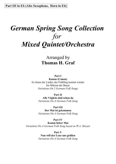 German Spring Song Collection - 5 Concert Pieces - Multiplay - Part 3 in Eb (arr. Thomas H. Graf)