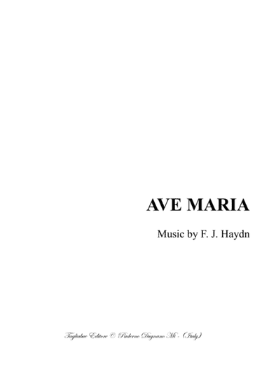 AVE MARIA - J. Haydn - For SATB Choir - Score Only