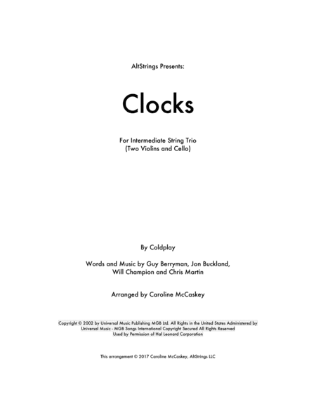 Clocks (arr. Caroline McCaskey)