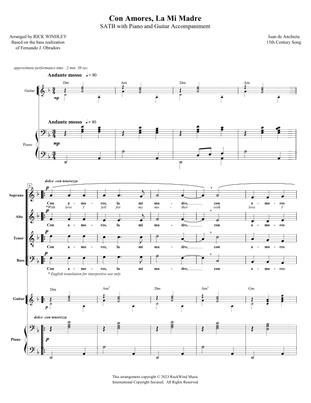 Con Amores, La Mi Madre (arr. Rick Windley)