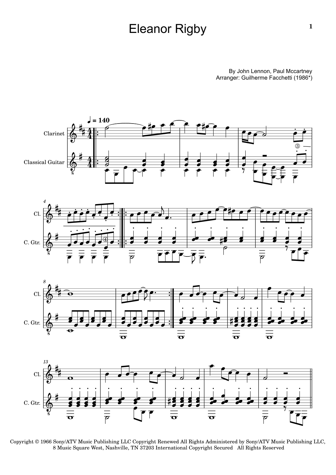 Eleanor Rigby (arr. Guilherme Facchetti)