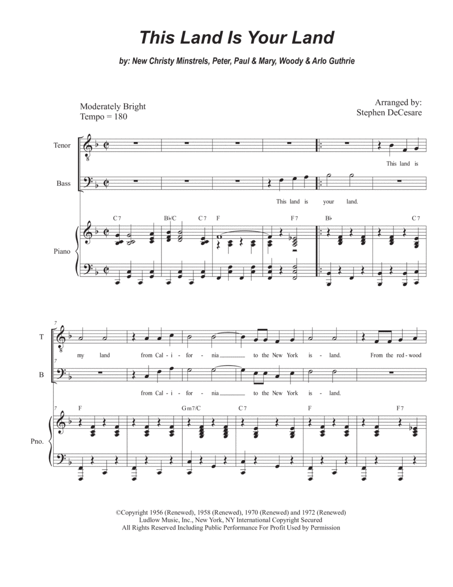 This Land Is Your Land (arr. Stephen DeCesare)