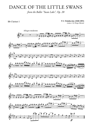 Dance of the Little Swans for Clarinet Quartet (arr. Diego Marani)