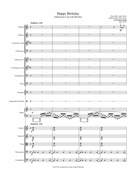 Happy Birthday (dedicated to my wife Brenda) (arr. Jordan Grigg)