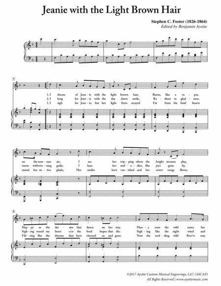 Stephen Foster - I Dream of Jeanie with the Light Brown Hair (arr. Benjamin Ayotte)