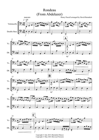 Rondeau (from Abdelazer) for Cello and Double Bass (arr. David Burndrett)