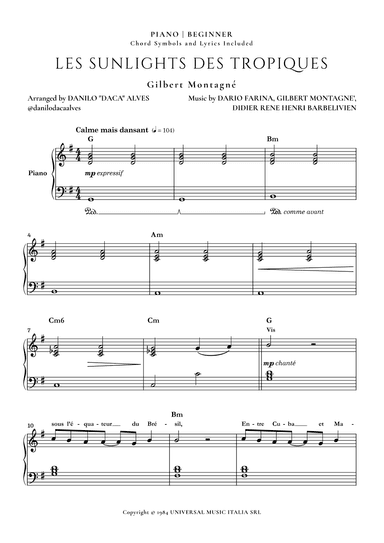 Les Sunlights Des Tropiques (arr. Danilo "Daca" Alves)