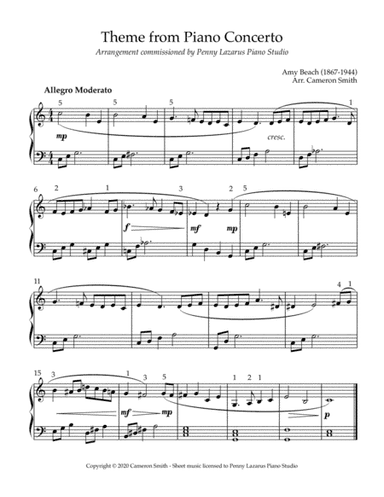 Theme from Piano Concerto - Level 3 piano arrangement (arr. Cameron Smith)