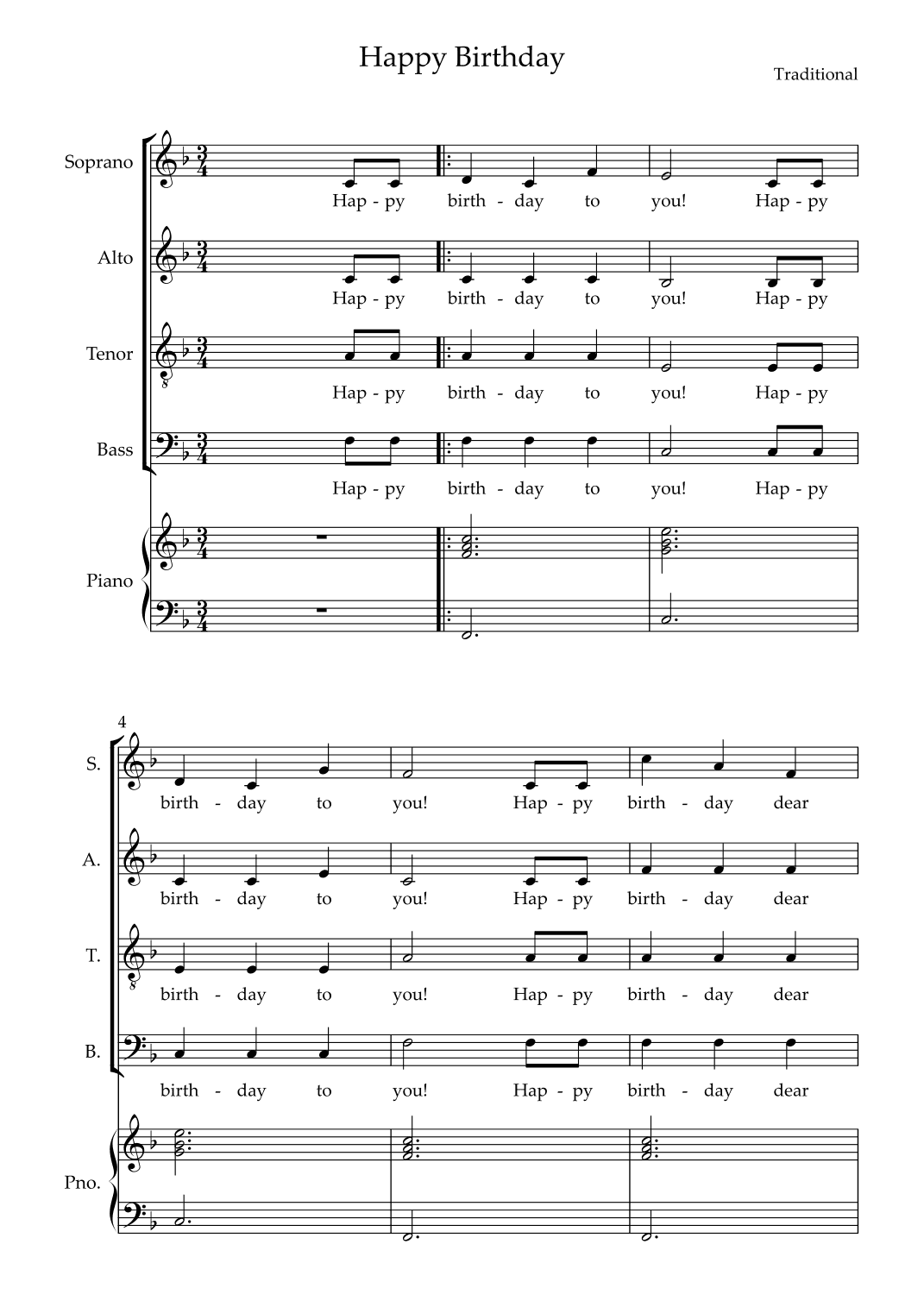 Happy Birthday - SATB (arr. Wesley S. SIlva)
