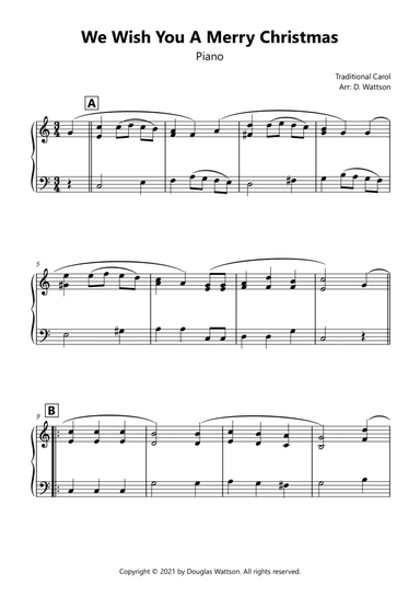 We Wish You A Merry Christmas Piano (arr. Douglas Wattson)