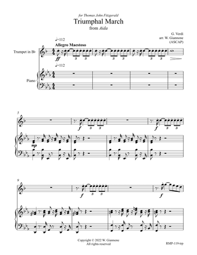 Verdi - Triumphal March from Aida (for Trumpet with piano accompaniment) (arr. William Giannone)