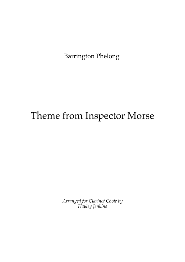 Inspector Morse (arr. Hayley Jenkins)