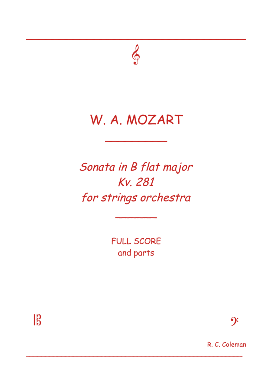 Mozart Sonata kv. 281 for String orchestra (arr. R. C.Coleman)
