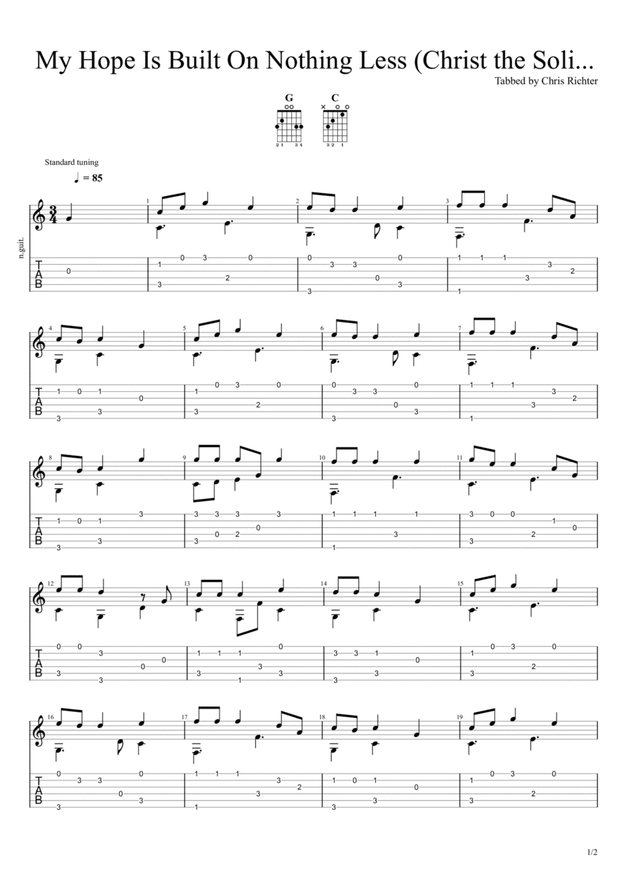 My Hope Is Built On Nothing Less (On Christ the Solid Rock) (Solo Fingerstyle Guitar Tab) (arr. Chris Richter)