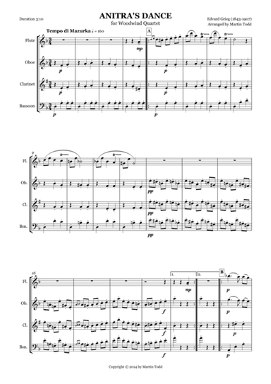 Anitra's Dance From Peer Gynt Suite No. 1 for Woodwind Quartet (arr. Martin Todd)