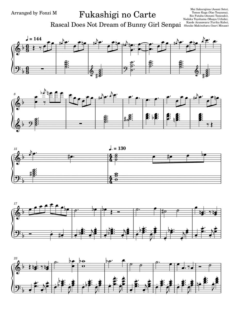 Fukashigi No Carte (arr. Fonzi M)