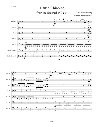 Danse Chinoise, from The Nutcracker Ballet, String Orchestra, intermediate. SCORE & PARTS. (arr. Laura C. Quijada Ortíz)