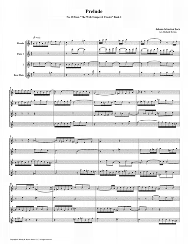Prelude 18 from Well-Tempered Clavier, Book 1 (Flute Quartet) (arr. Richard Byrnes)