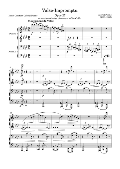 Valse-Impromptu Opus 27 in Ab Major (arr. Zachary Corbett)