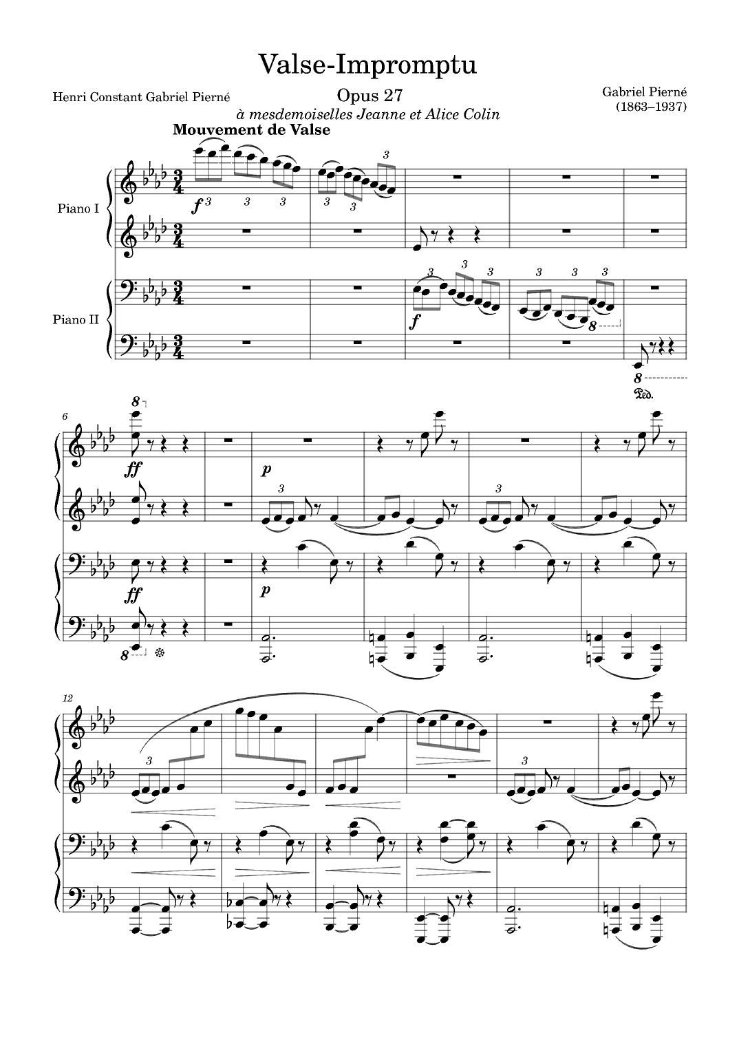 Valse-Impromptu Opus 27 in Ab Major (arr. Zachary Corbett)