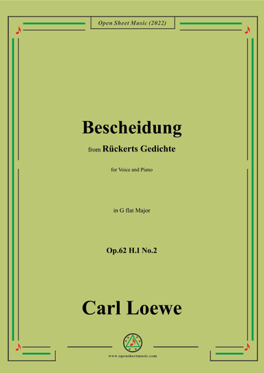 Loewe-Bescheidung,in G flat Major,Op.62 H.I No.2 (arr. OSM Press)