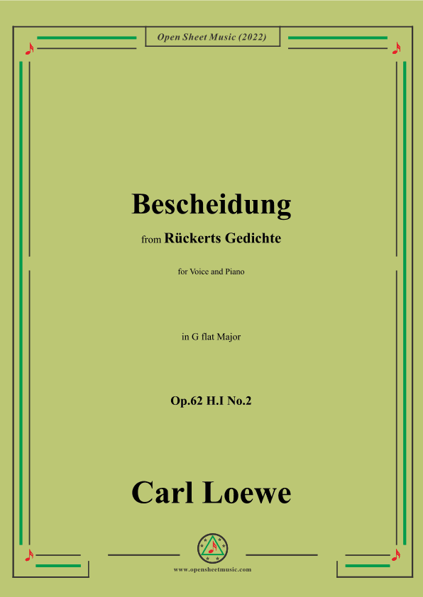 Loewe-Bescheidung,in G flat Major,Op.62 H.I No.2 (arr. OSM Press)