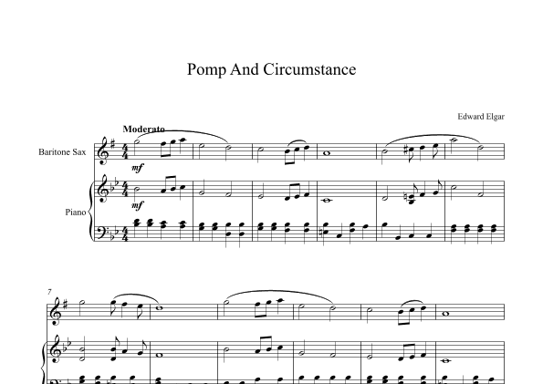Pomp And Circumstance - Edward Elgar (Bariton Sax + Piano) (arr. Digital Book Music)