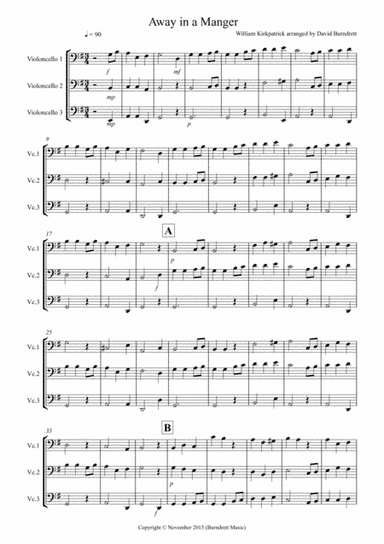 Away in a Manger for Cello Trio (arr. David Burndrett)