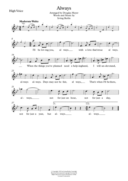 Always (arr. Douglas Meyer)