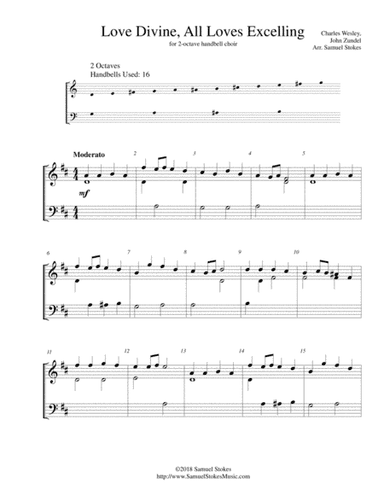 Love Divine, All Loves Excelling - for 2-octave handbell choir (arr. Samuel Stokes)