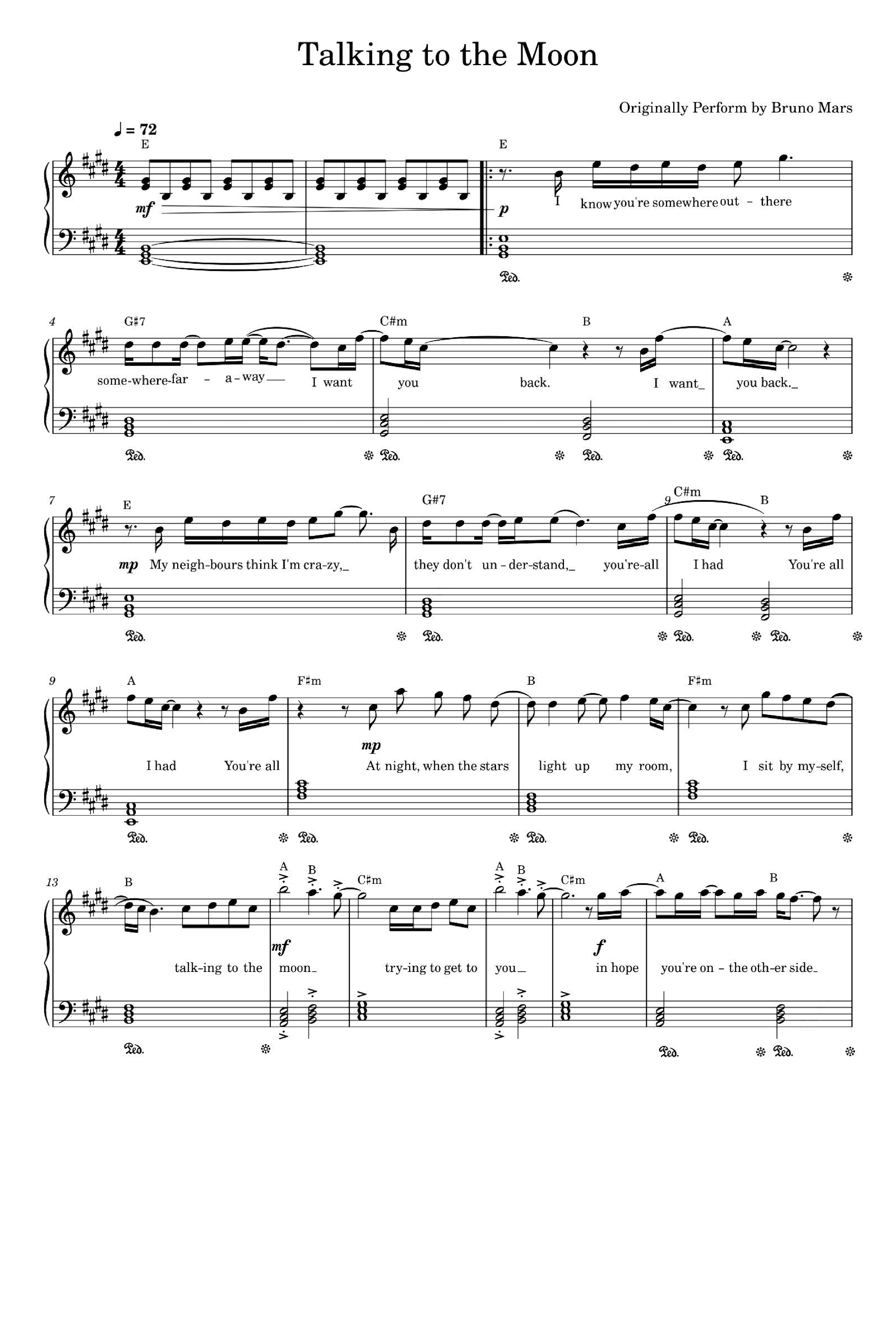 Talking To The Moon (arr. Bruno Mars)