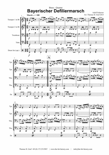 Bayerischer Defiliermarsch - German March - Oktoberfest - Brass Quartet (arr. Thomas H. Graf)