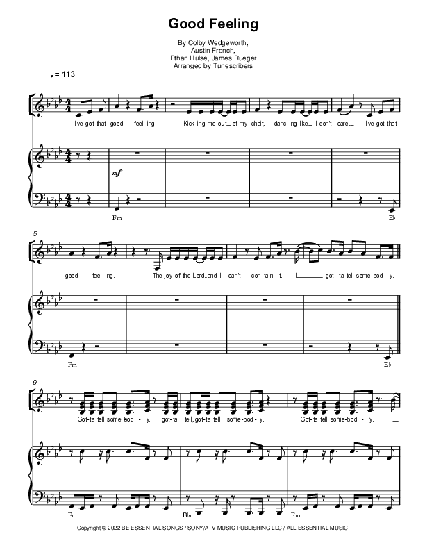 Good Feeling (arr. Tunescribers)