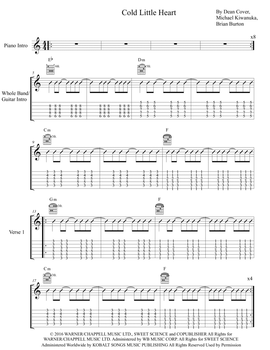 Cold Little Heart (arr. The Real Boss Hos Publishing)