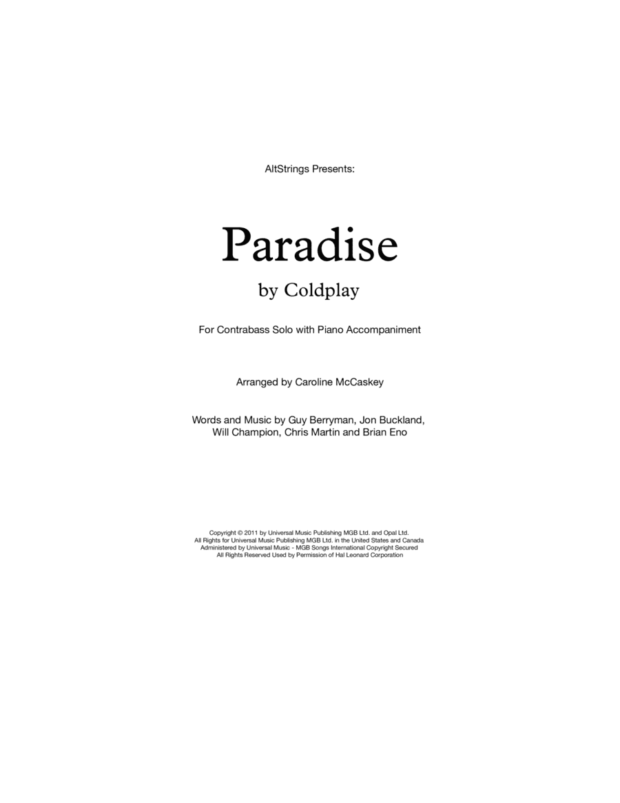 Paradise (arr. Caroline McCaskey)