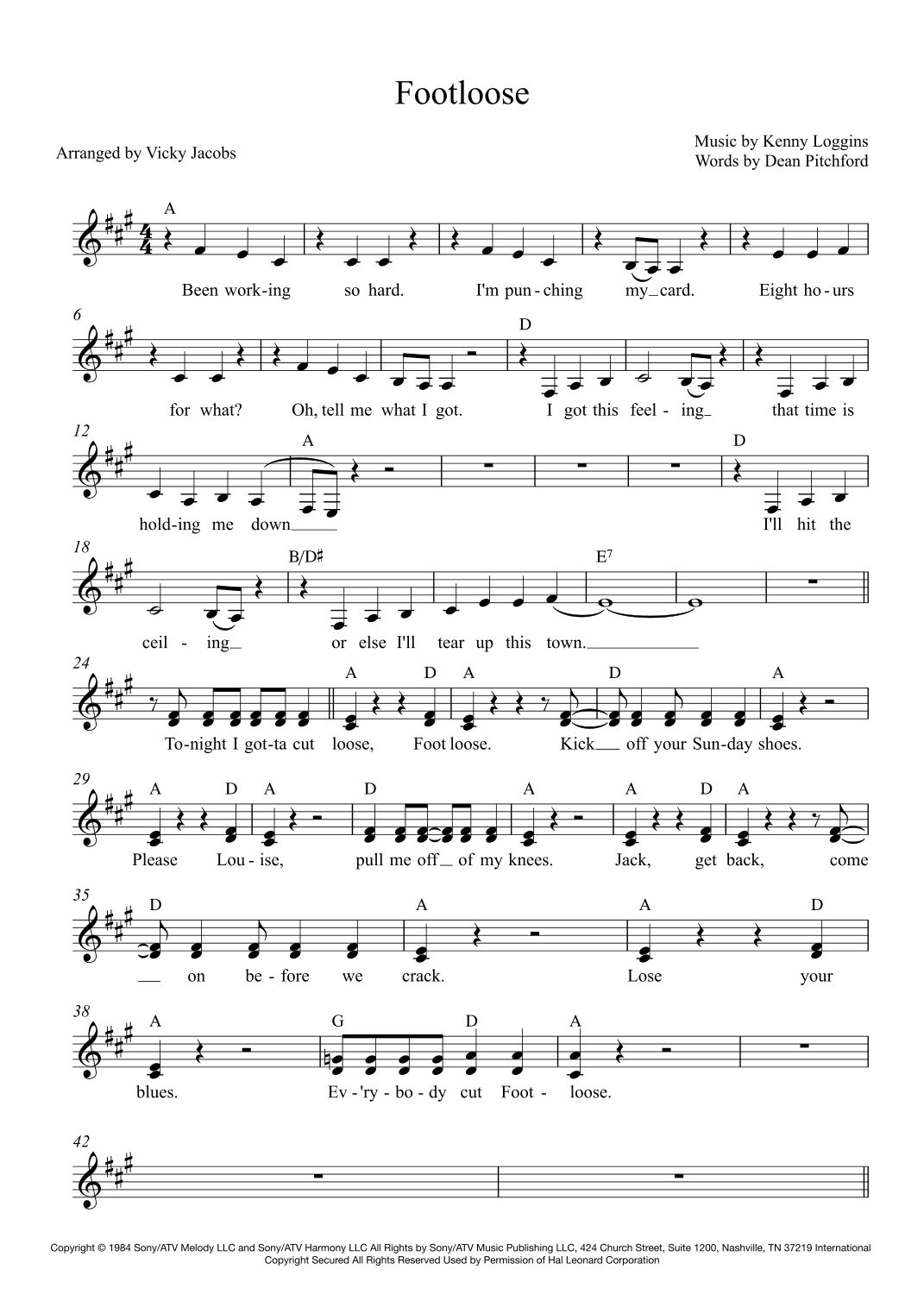 Footloose (arr. Vicky Jacobs)