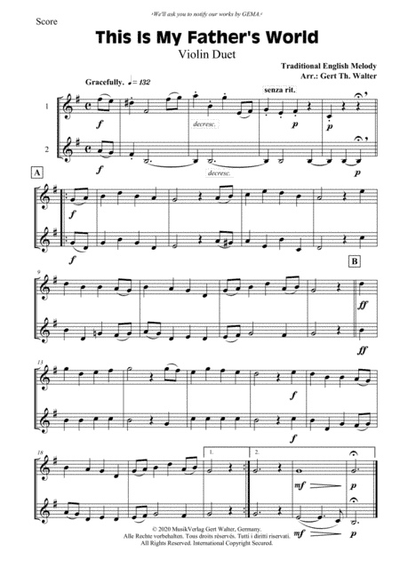 This Is My Father's World (arr. Gert Th. Walter)