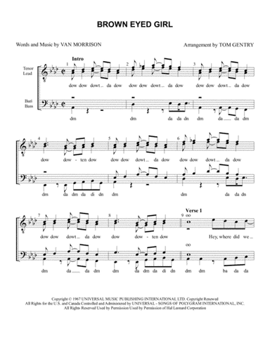 Brown Eyed Girl (arr. Tom Gentry)
