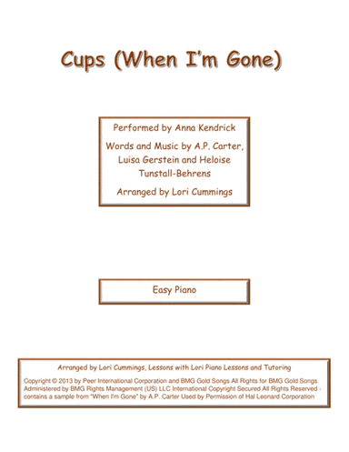 Cups (When I'm Gone) (arr. Lori Cummings)