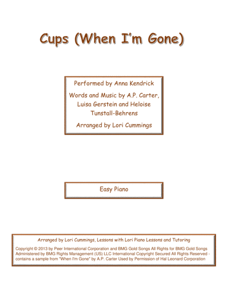 Cups (When I'm Gone) (arr. Lori Cummings)