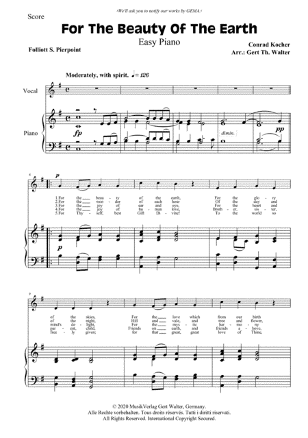 For The Beauty Of The Earth (arr. Gert Th. Walter)