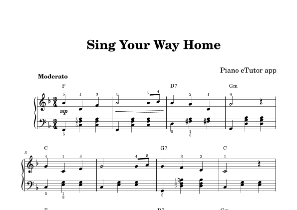 Sing Your Way Home (folk song) - piano (arr. Piano eTutor app)