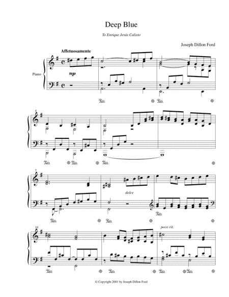 Deep Blue for piano solo