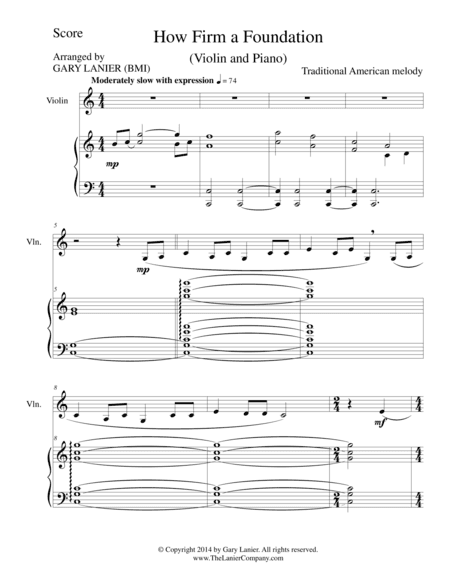 HOW FIRM A FOUNDATION (Violin/Piano and Violin Part) (arr. Gary Lanier)