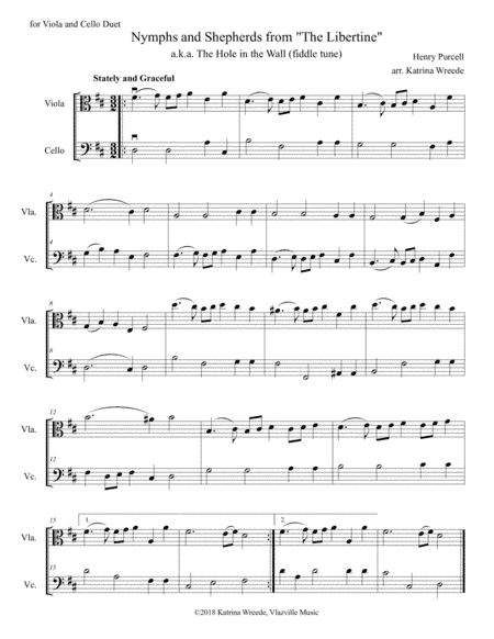 Nymphs and Shepherds for Viola and Cello Duet (arr. Katrina Wreede)