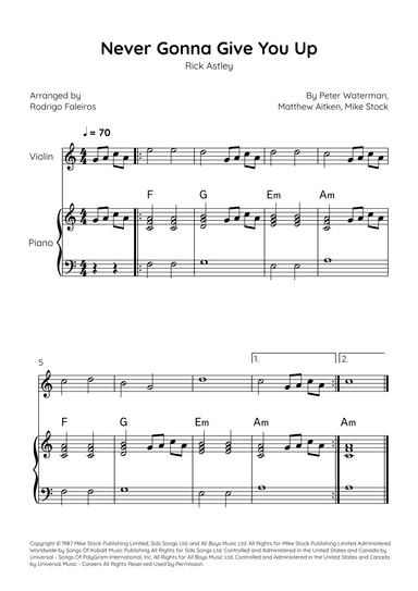 Never Gonna Give You Up (arr. Rodrigo Faleiros)