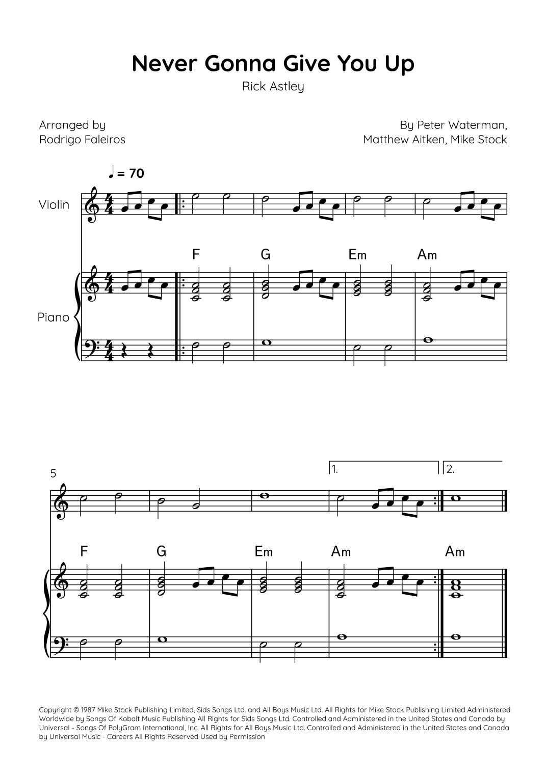 Never Gonna Give You Up (arr. Rodrigo Faleiros)