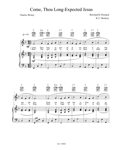 Come, Thou Long-Expected Jesus (Piano/Vocal/Guitar) (arr. B. C. Dockery)