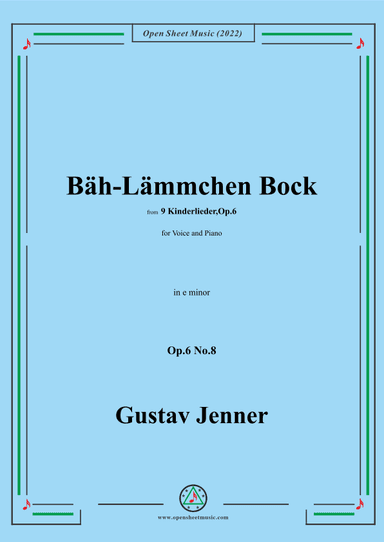 Jenner-Bäh-Lämmchen Bock,in e minor,Op.6 No.8 (arr. OSM Press)