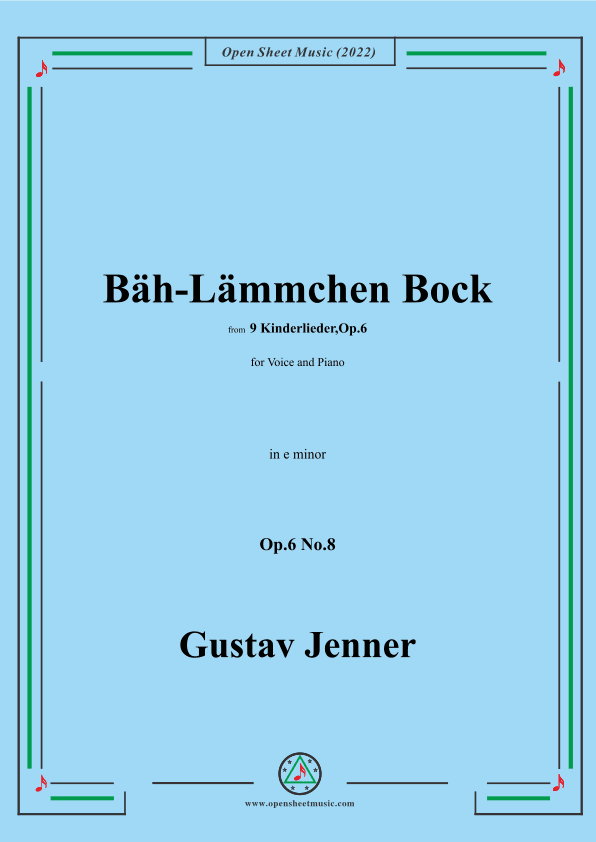 Jenner-Bäh-Lämmchen Bock,in e minor,Op.6 No.8 (arr. OSM Press)
